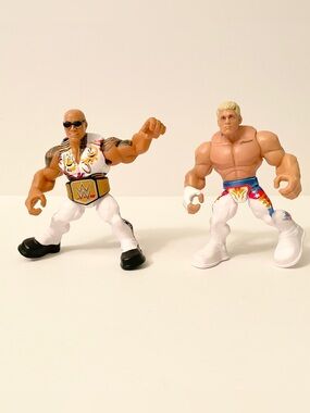 WWE Knuckle Crunchers Cody Rhodes & The Rock Figure Lot